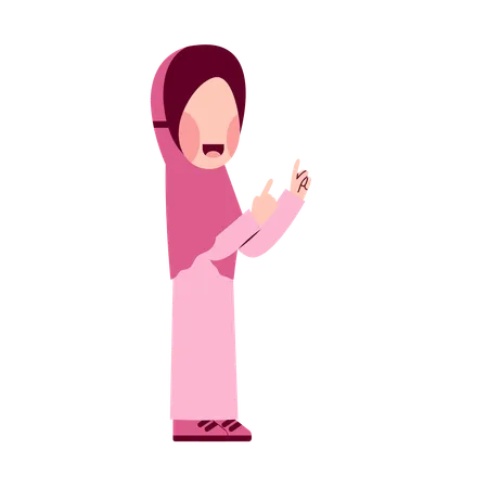 Hijab Girl With Explaining Gesture Illustration