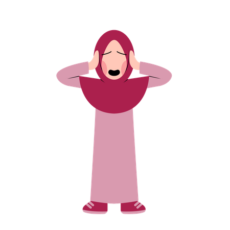 Hijab Girl Feeling Sad Illustration