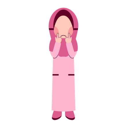 Hijab Girl Feeling Sad  Illustration