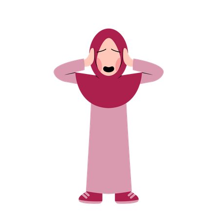 Hijab Girl Feeling Sad  Illustration