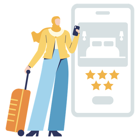 Hijab girl giving Top Rating  Illustration