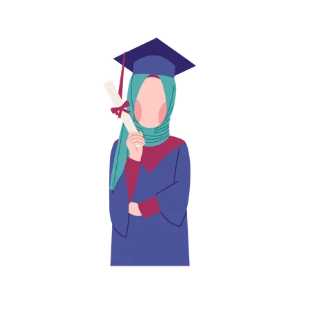 Hijab girl got graduated with degree Illustration