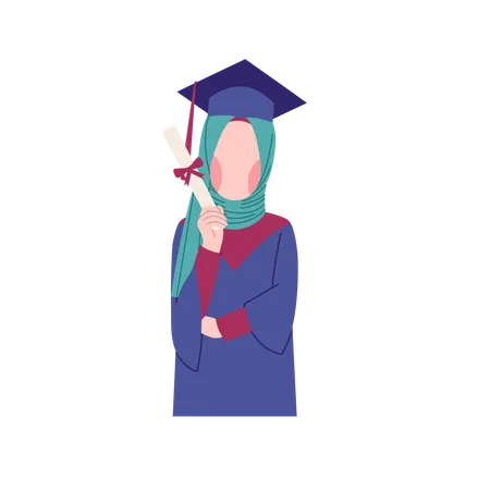 Hijab girl got graduated with degree  Illustration