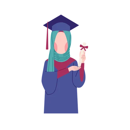 Hijab girl hold graduation degree  Illustration