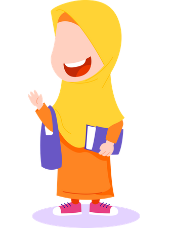 Hijab girl holding book Illustration