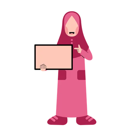 Hijab girl Holding Empty Board  Illustration