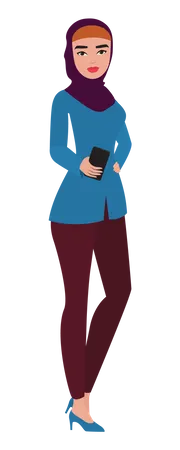 Hijab girl holding mobile  Illustration