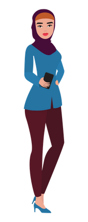 Hijab girl holding mobile  Illustration