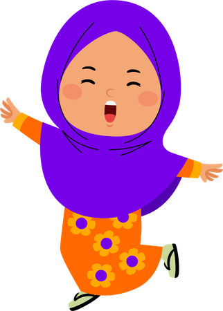 Hijab girl jumping  Illustration