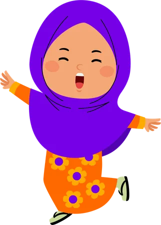 Hijab girl jumping  Illustration