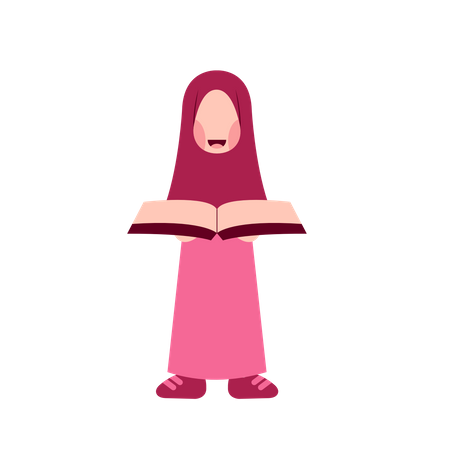 Menina hijab lendo livro  Ilustração