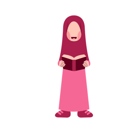 Menina hijab lendo livro  Ilustração