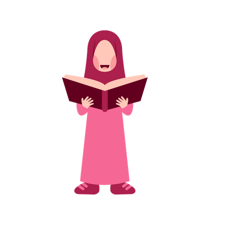 Menina hijab lendo livro  Ilustração