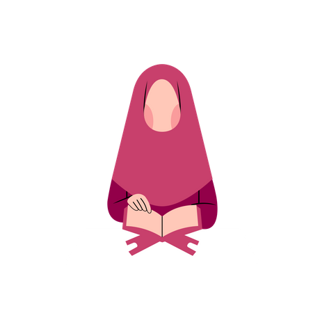 Garota hijab lendo o Alcorão  Ilustração
