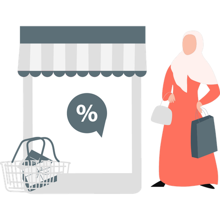 Hijab Girl looking online sale  Illustration