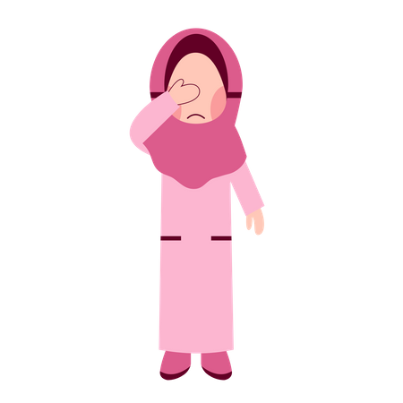 Hijab Girl a mis sa main gauche sur le front  Illustration