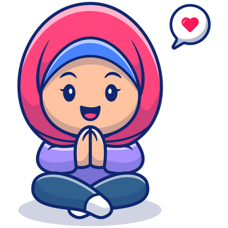 Garota hijab rezando  Ilustração