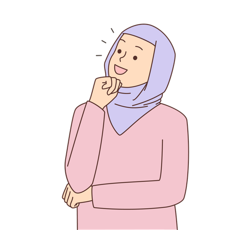 Garota Hijab pensando em algo  Ilustração