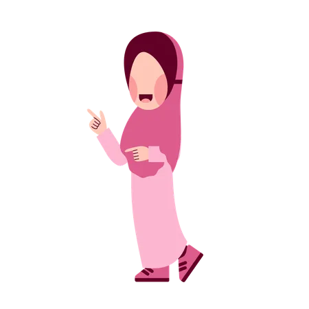 Hijab girl pointing something  일러스트레이션