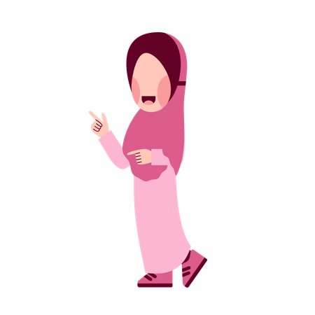 Hijab girl pointing something  Illustration