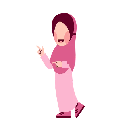 Hijab girl pointing something  Illustration