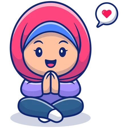 Hijab girl praying Illustration