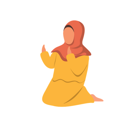 Hijab Girl Praying Illustration