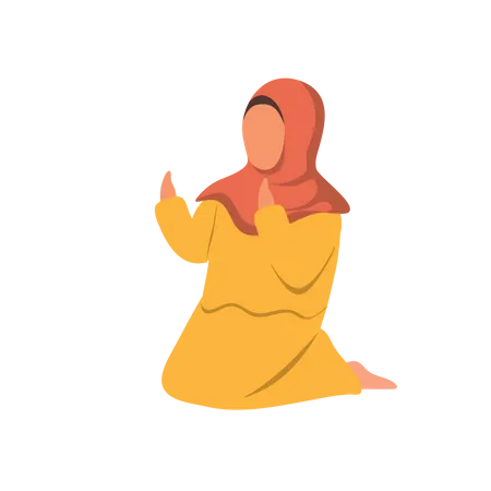 Hijab Girl Praying Illustration