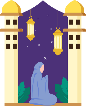 Hijab girl praying namaz  Illustration