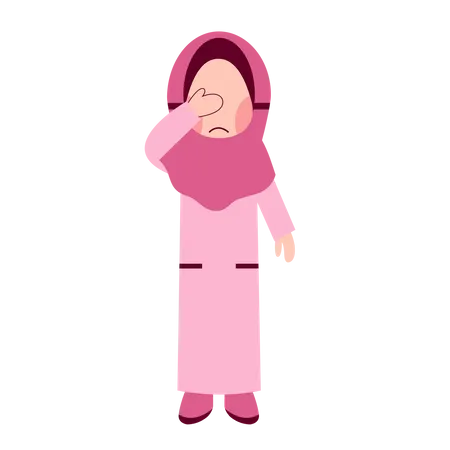 Hijab Girl put her left hand on forehead Illustration