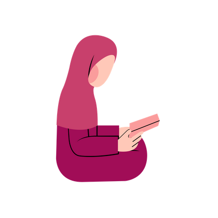 Hijab Girl Reading Quran  Illustration