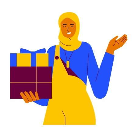 Garota Hijab recebe presentes do Ramadã  Ilustração