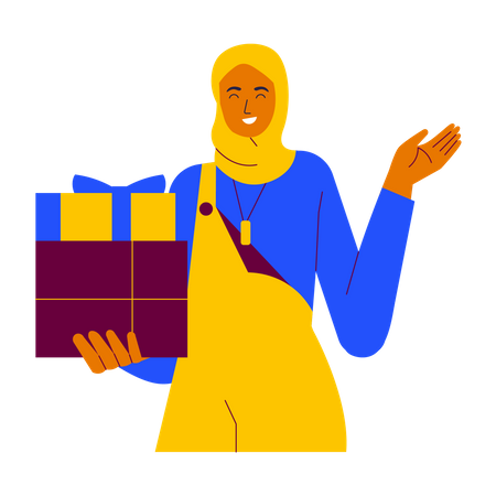 Hijab girl Receive Ramadan Gifts Illustration
