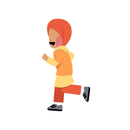 Hijab girl running faceless  Illustration