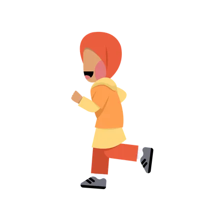 Hijab girl running faceless  Illustration