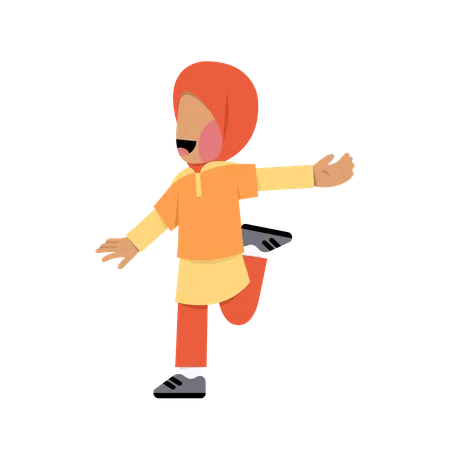 Hijab girl running  Illustration