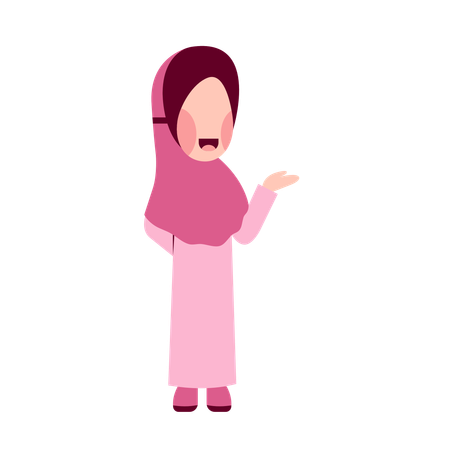 Hijab Girl showing right side  Illustration