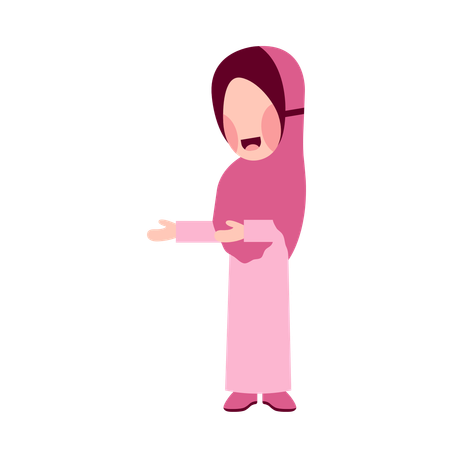 Hijab girl showing something  Illustration