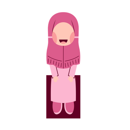 Hijab Girl Sitting On Chair  Illustration