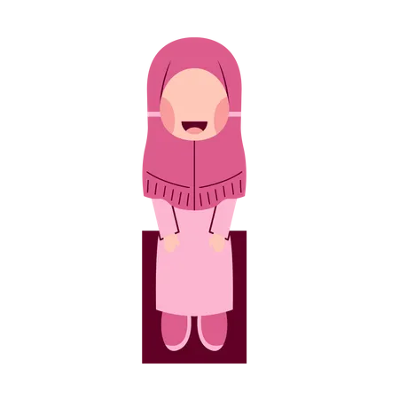 Hijab Girl Sitting On Chair  Illustration