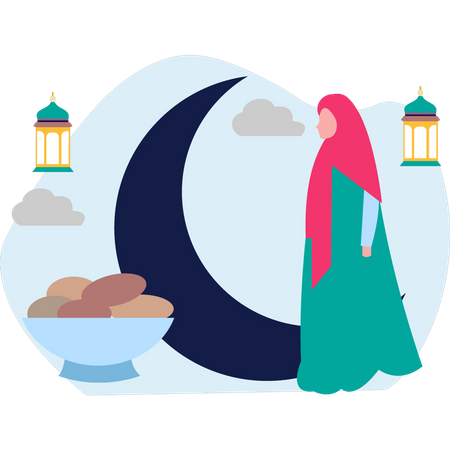 Hijab girl standing  Illustration