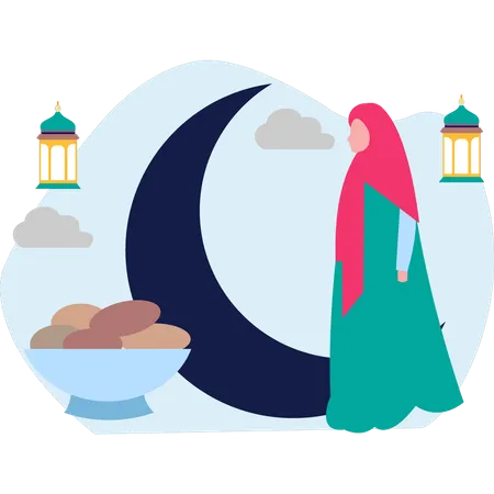 Hijab girl standing  Illustration