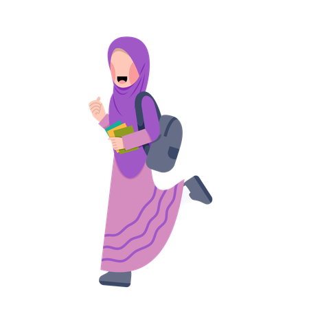 Hijab girl student with book  Illustration