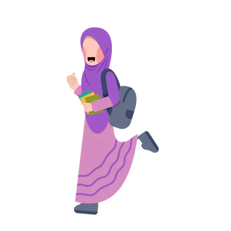 Hijab girl student with book  Illustration