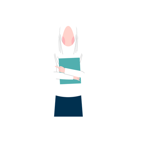 Hijab girl student with books Illustration