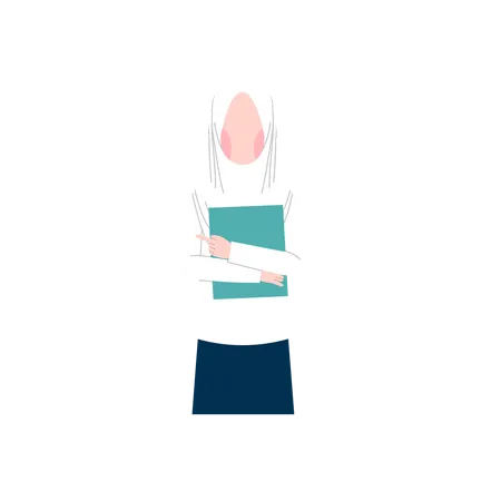 Hijab girl student with books Illustration