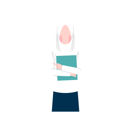 Hijab girl student with books  Illustration