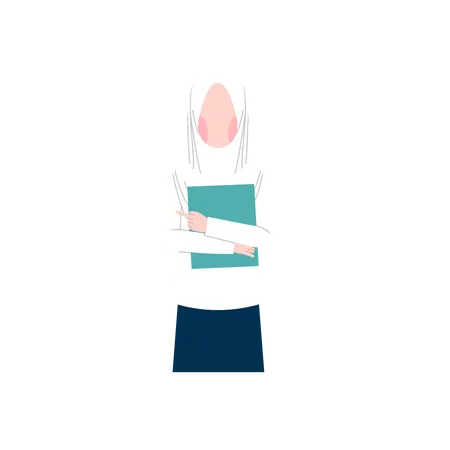 Hijab girl student with books  Illustration