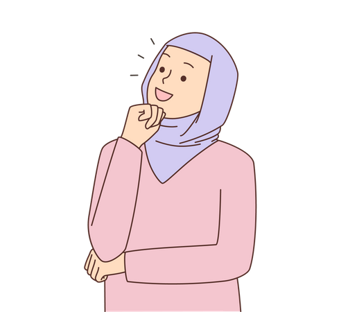 Hijab girl thinking about something  Illustration