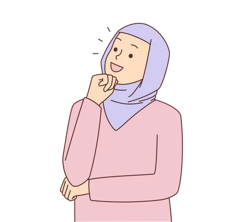 Hijab girl thinking about something  Illustration